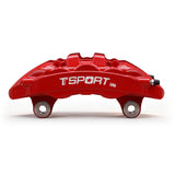 Side profile view of the TTSPORT OR6 brake system fitment behind off-road wheels on Toyota Tundra (XK50) & Sequoia (XK60).